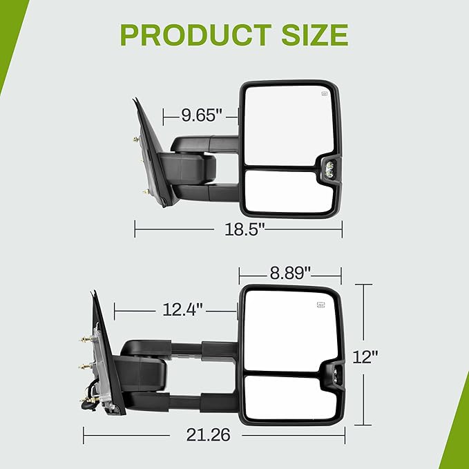 AUTOSAVER88 Power Folding Towing Mirrors Compatible with 2014-2018 Chevy Silverado GMC Sierra 1500 2500 HD 3500 HD Power Heated LED Turn Signal Light Telescoping Clearance Light Black Housing