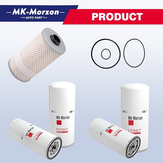 LF667(X2) LF3654 FF5507 FF5369 Fuel Oil Filter Kit Compatible with Volvo D12 D13 Oil Change Kit Replaces# 20972293 21707133 21707132