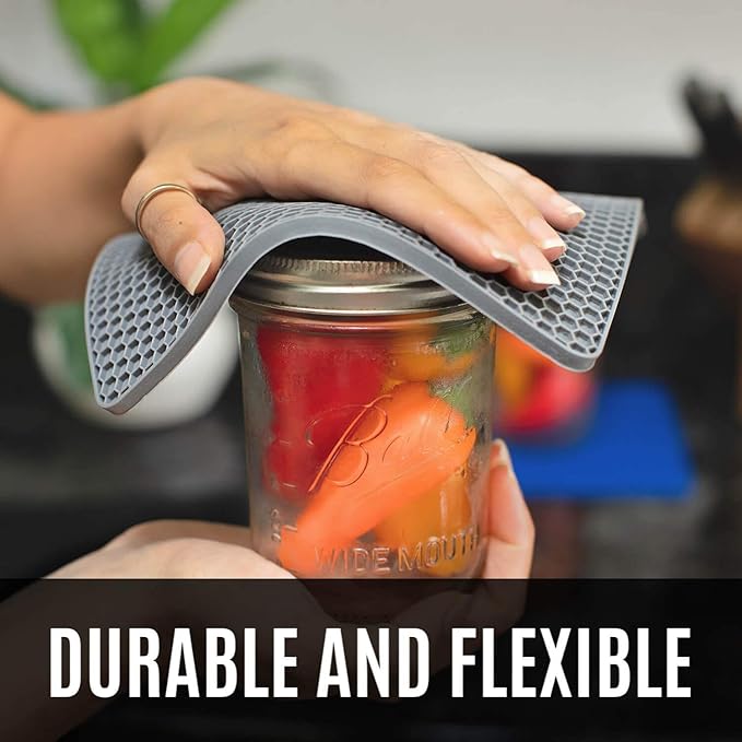 HOMWE Silicone Oven Mitts and Pot Holders, 4-Piece Set, Heavy Duty Cooking Gloves, Kitchen Counter Safe Trivet Mats, Advanced Heat Resistance, Non-Slip Textured Grip (Navy Blue)