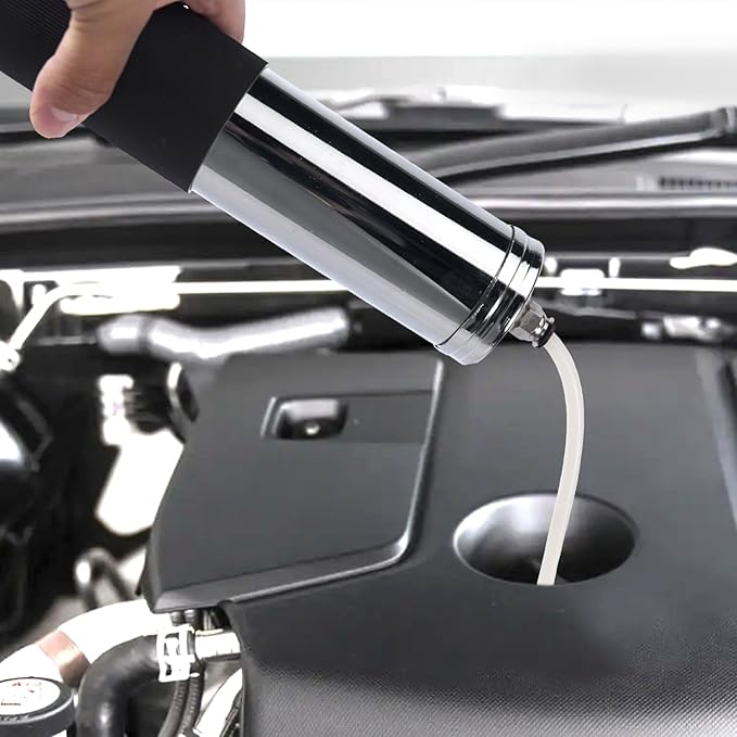 Thorstone Automotive Fluid Extractor Pump, Manual Oil Change Syringe with 50cm Rubber Hose & 2pcs 22cm PVC Suction Tubes, 500cc SPCC Steel