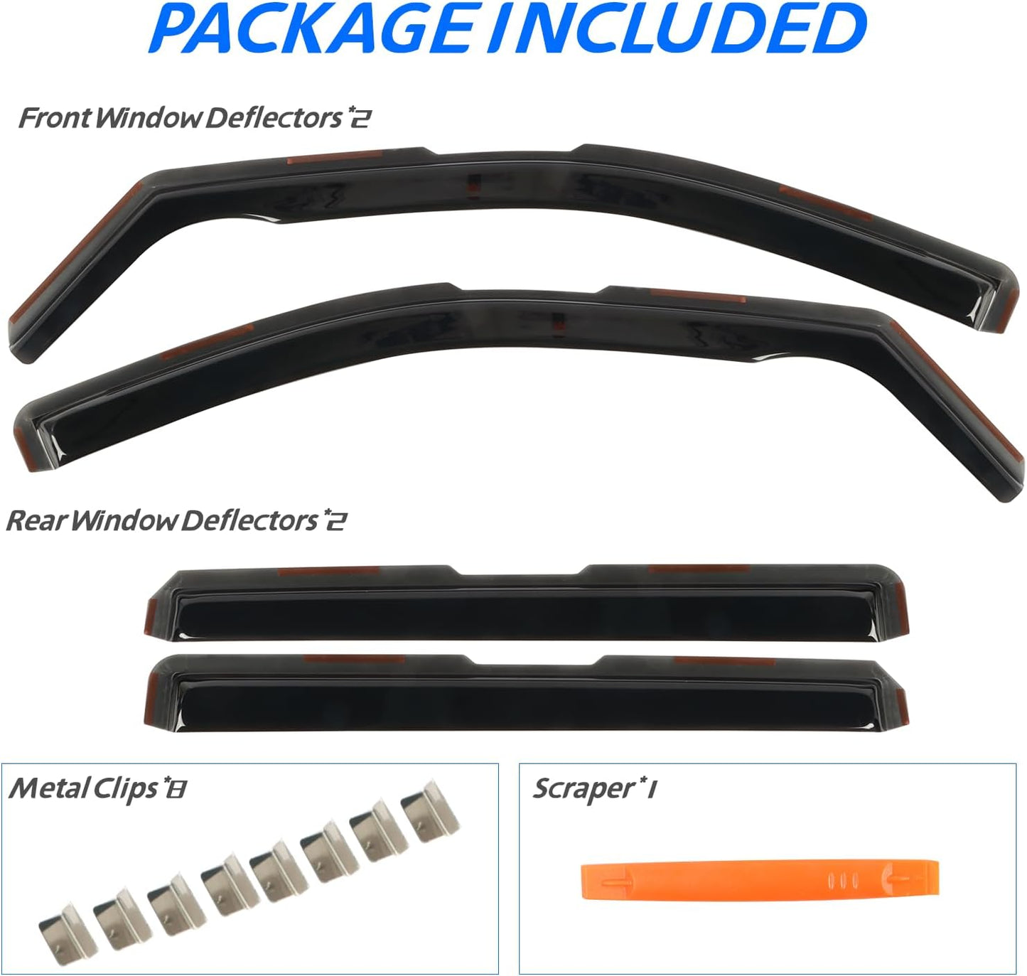 in-Channel Rain Guards Fit for 2020-2025 Chevrolet (Chevy) Silverado/GMC Sierra 2500HD/3500HD Crew Cab, Durable Side Wind Deflectors, Vent Window Visors Shade 2021 2022 2023 2024