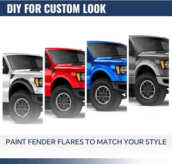 4PCS Fender Flares Fit for Ford F150 2004-2008 Styleside w/ 66.0"/67.0"/78.0"/96.0" Bed Length & Lincoln Mark LT w/ 67.0"/78.0" Bed Length 2007-2008 Wheel Trim Accessories Smooth Pocket Riveted