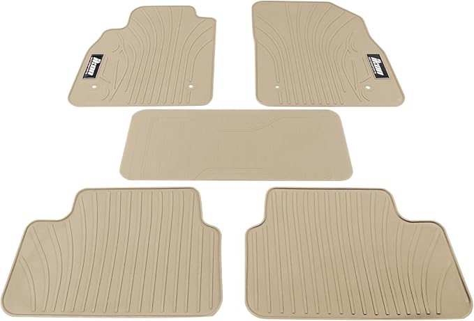 IKON MOTORSPORTS, Custom Fit Floor Mats Compatible with 2008-2015 Chevrolet Cruze, 16 Cruze Limited, Latex Rubber Heavy Duty All Weather Season Car Auto Front Rear Carpets Liner 5PCS Beige