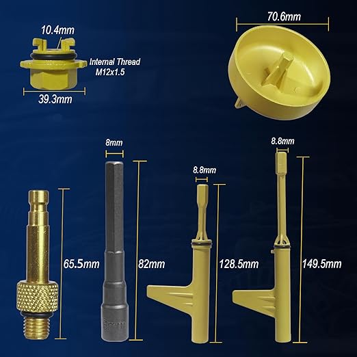 6 Piece 9-Speed Transmission Oil Filling & Draining Tool Compatible with Mercedes-Benz 725.0 9G-Tronic 8-Speed 9-Speed Gearboxes, Metal Transmission Fluid Change Kit with M12x1.5 ATF Adapter