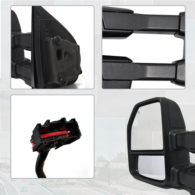 Towing Mirrors fit for 2015 2016 2017 2019 2020 Ford F150 Pickup Truck Power Heated Turn Signal Light Temperature Sensor Black Housing Pair Set