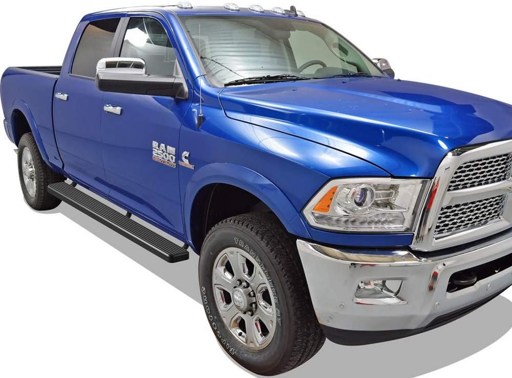 APS Running Boards 6in Black Compatible with Ram 1500 2009-2018 Crew Cab & Ram 2500 3500 2010-2024 Stainless Steel (Nerf Bars Side Steps Side Bars)