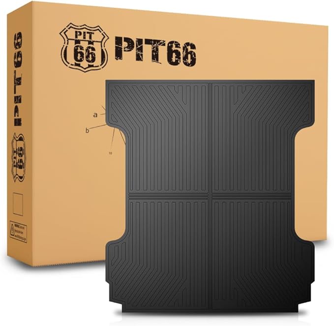 PIT66 Trunk Bed Mat Cargo Liner Compatible with Chevy Silverado GMC Sierra 1500 2500HD 3500HD 2007-2018 with 5.8 FT Bed TPE Black