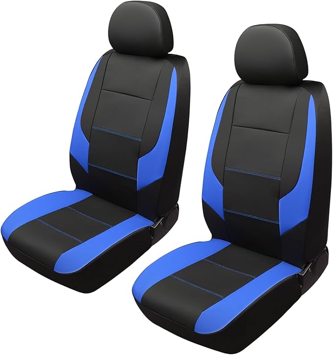GIANT PANDA Front Car Seat Cover for Jeep Wrangler JK (2007-2018),Leather Bucket Seat Covers Jeep Accessories Custom Fit (Blue 2-Pack)