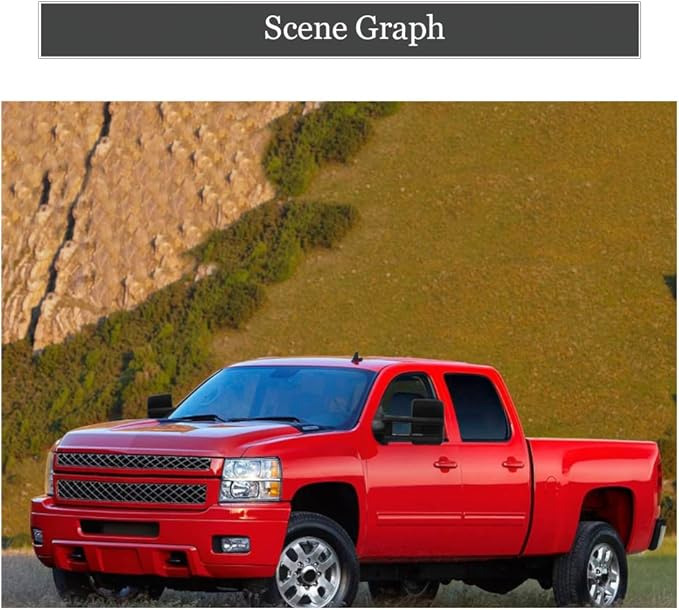 ReYee Towing Mirrors fit for 2007-2014 Chevy Silverado 1500 2500 3500 Tahoe Suburban GMC Yukon Sierra with Power Heated Turn Signal Light Arrow Signal On Glass Manual Telescoping Folding Black Cap