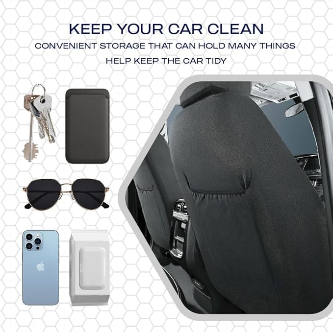 Skechers Air-Cooled Memory Foam Seat Covers,Mesh Thick Car Seat Covers,Piping Leather Car Seat Cover,Airbag Compatible,Automotive Comfort for Most Cars, Vans, Trucks, SUV(Black, Full Set)