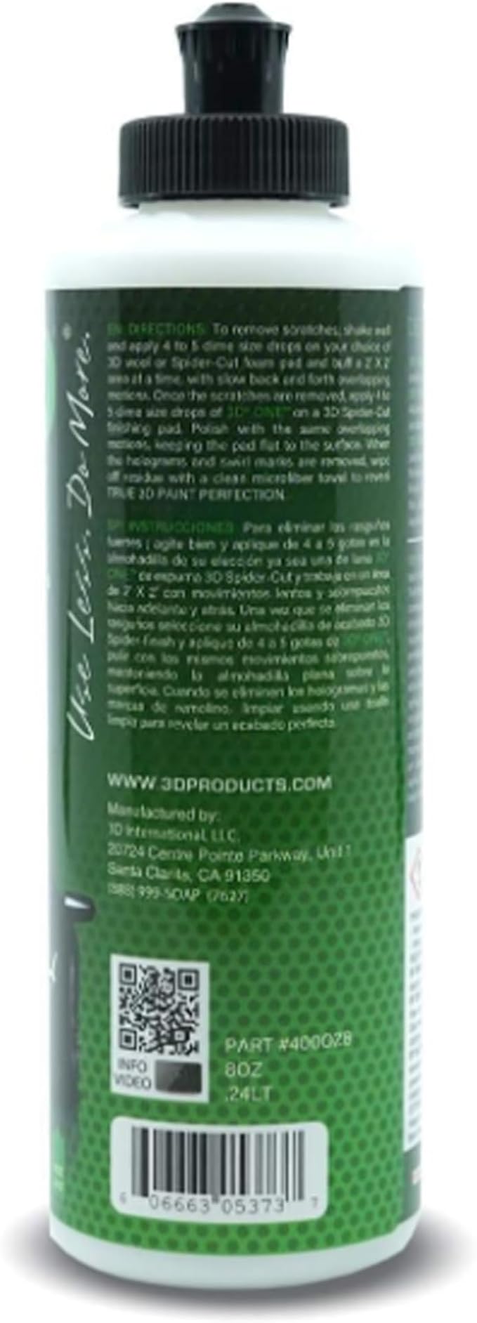 3D One Car Scratch & Swirl Remover Hybrid Rubbing Compound & Polish Buffing Compound for True Paint Correction 16oz Made in USA