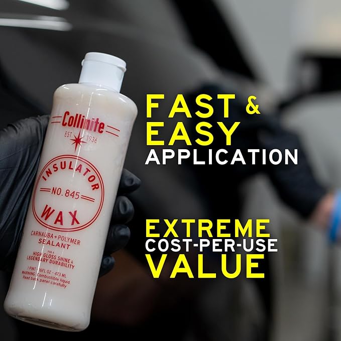 Collinite 845 Insulator Wax - Carnauba+Polymer Sealant, High Gloss, Durable Beading & Long-Lasting Paint Protection for Cars, Boats, Trucks, RVs, Motorcycles (16 fl oz) Pack of 12 (Full Case)