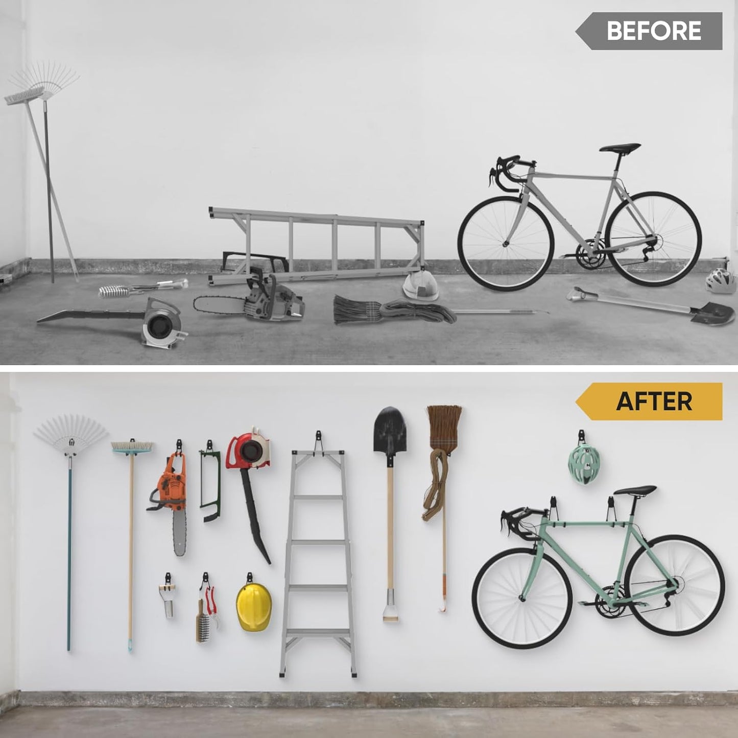 TICONN 2 Pack Heavy Duty Garage Hooks, Steel Utility Wall Storage Hooks, Wall Mount Hanger Organizer for Ladders, Bikes, Tools, Bulky Items (Small, Black Circular)