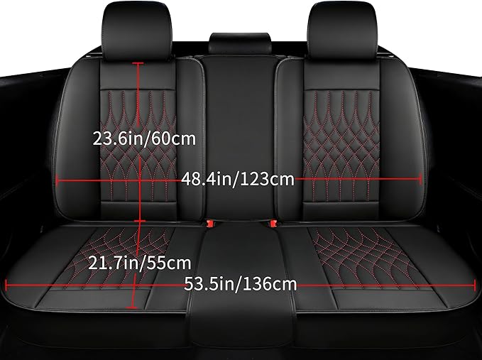 Car Seat Covers 5 Seats Full Set, Waterproof Napa Leather Automotive Seat Protector for Cars SUV Truck Sedan, Universal Anti-Slip Car Seat Cushion Interior Accessories, Black and Red