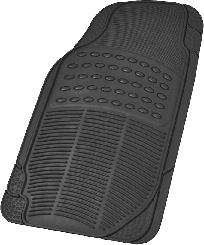 BDK Floor Mats, 4-Piece All-Weather Car Mat with Universal Fit Design, Durable Rubber Car Floor Mats with Capture Ridges, Waterproof for Cars Trucks SUV (Black)