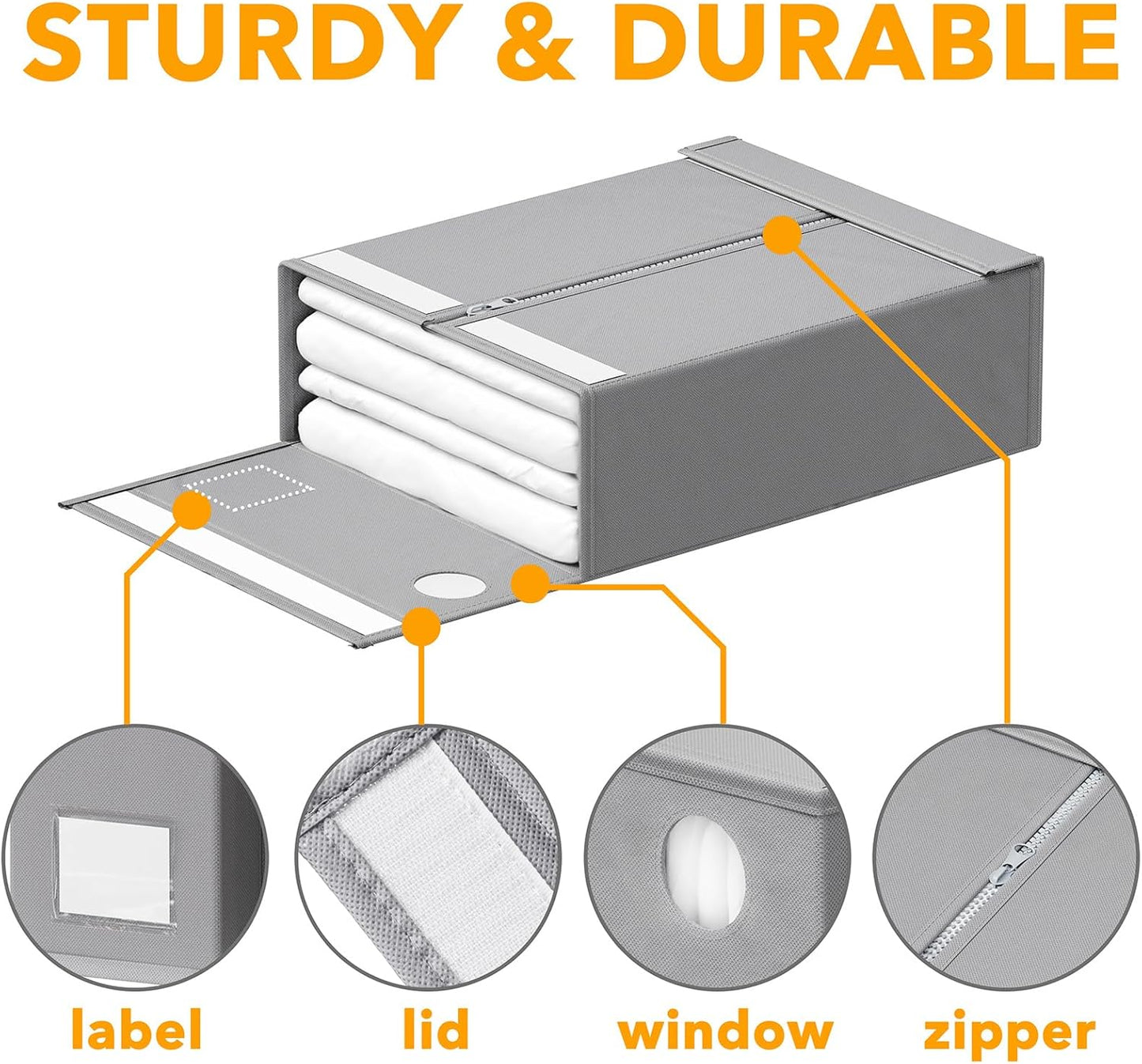 SpaceAid 6 Pack Bed Sheet Organizers and Storage, Foldable Sheet Organizer with Window for Linen Closet, Set Folder Keeper for Queen & King Size Bedding Storage (Gray)