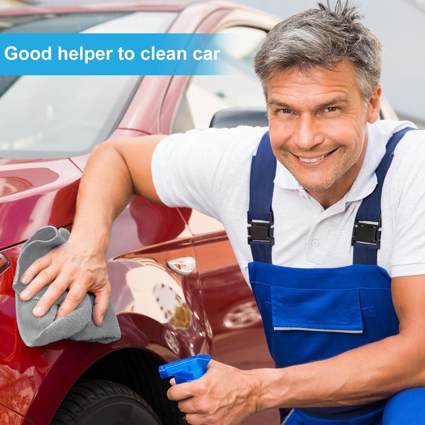 Tenare 100 Pack 12'' x 12'' Microfiber Cleaning Cloths Reusable Cleaning Rags Bulk Microfiber Towels Softer Highly Absorbent Washcloths for House Kitchen Car Window(Gray)