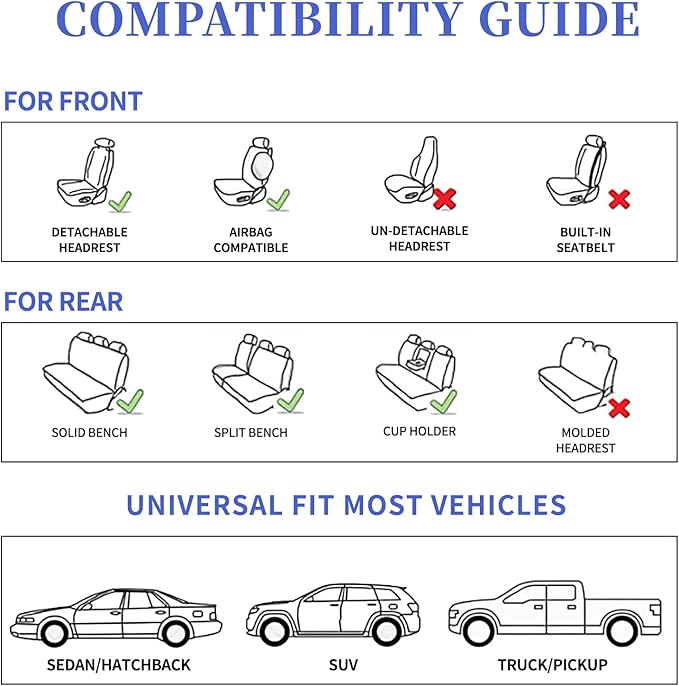 Car Seat Covers for Front Seats,Waterproof & Breathable Faux Nappa Leather, 360° Full Wrap Design, Airbag Compatible, Lumbar Support, Great for Drivers Who Need Driving Comfort,Gray and Black