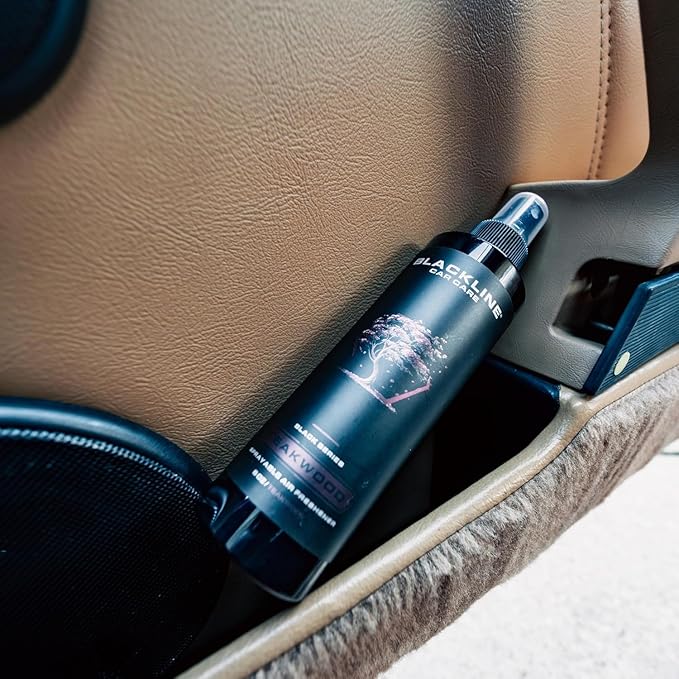 Blackline Car Care - Teakwood Car Air Freshener, Long-Lasting, Oder Eliminator, for Cars, Trucks, SUV, or Home Use - 8 fl OZ - Teakwood Air Freshener - Odor Spray