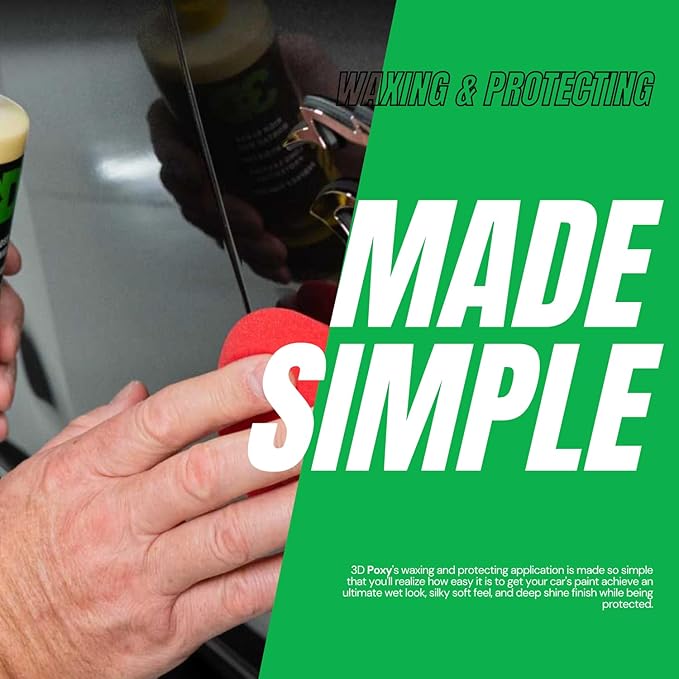 3D POXY Montan Wax Sealant – Long Lasting Hybrid Car Wax for High Gloss Finish & Paint Protection | Non-Staining Formula | Easy to Apply | Made in USA |8 oz