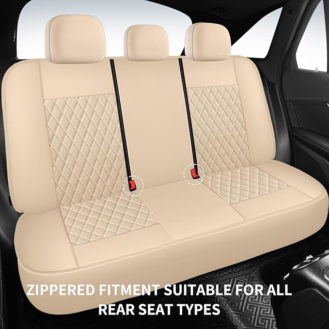 Seat Covers for Cars,Breathable and Waterproof Car Seat Covers,Premium Automotive Airbag Compatible Universal Fit for Cars Sedans SUVs Vans and Trucks(Full Seat,Beige,N1)