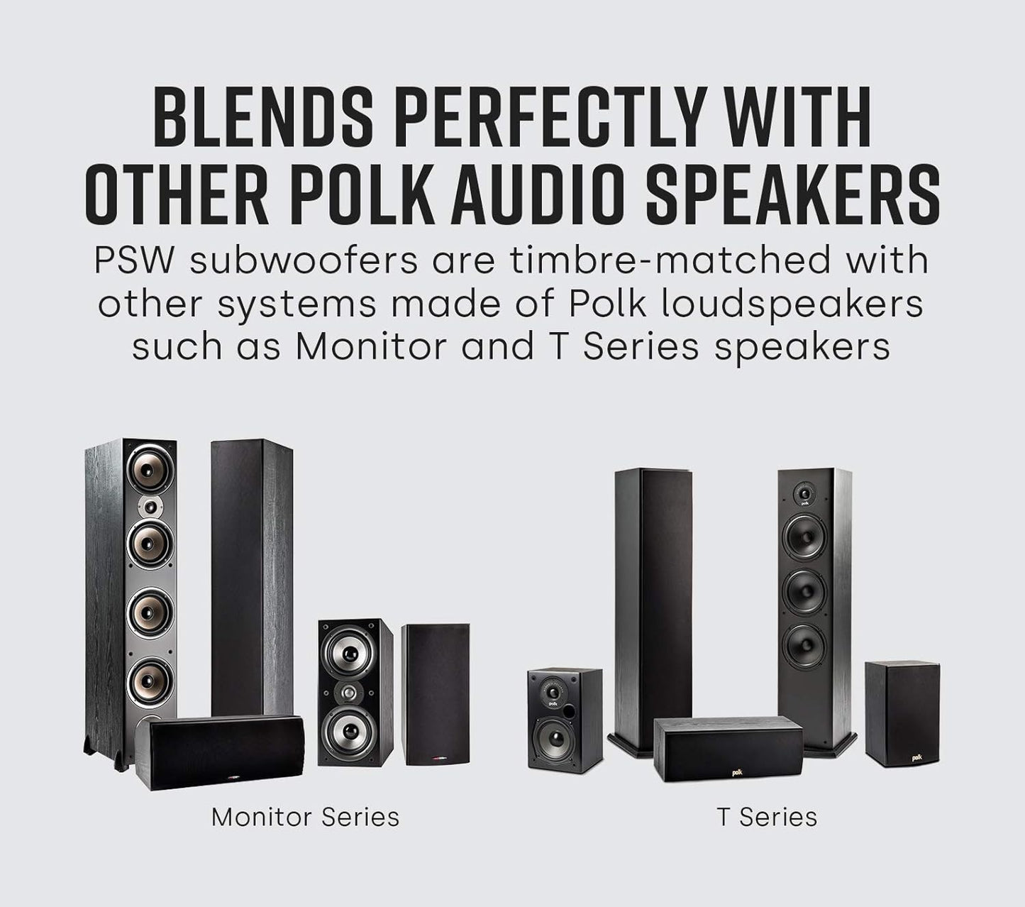 Polk Audio PSW10 10" Powered Subwoofer – Power Port Technology, Up to 100 Watts, Big Bass in Compact Design, Easy Setup with Home Theater Systems, Timbre-Matched with Monitor & T-Series Polk Speakers