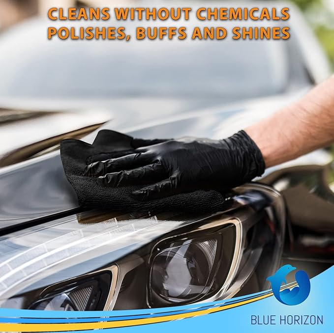 Blue Horizon Microfiber Cleaning Towels, 36-Pack Reusable Shop Towels, Ultra Soft Plush Wash-Cloths, Microfiber Detailing Cleaning Cloths for Car, Household and Commercial (Black, 16" x 16")