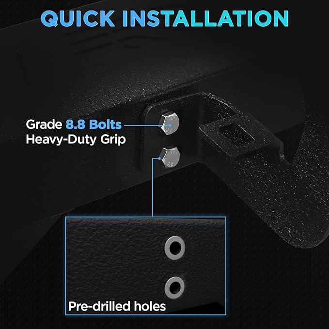 PZ Drop Down Side Steps Running Boards Compatible with 2007-2018 GMC Sierra 1500 Crew Cab, Black Heavy Duty Carbon Steel Truck Step Rails Nerf Bars