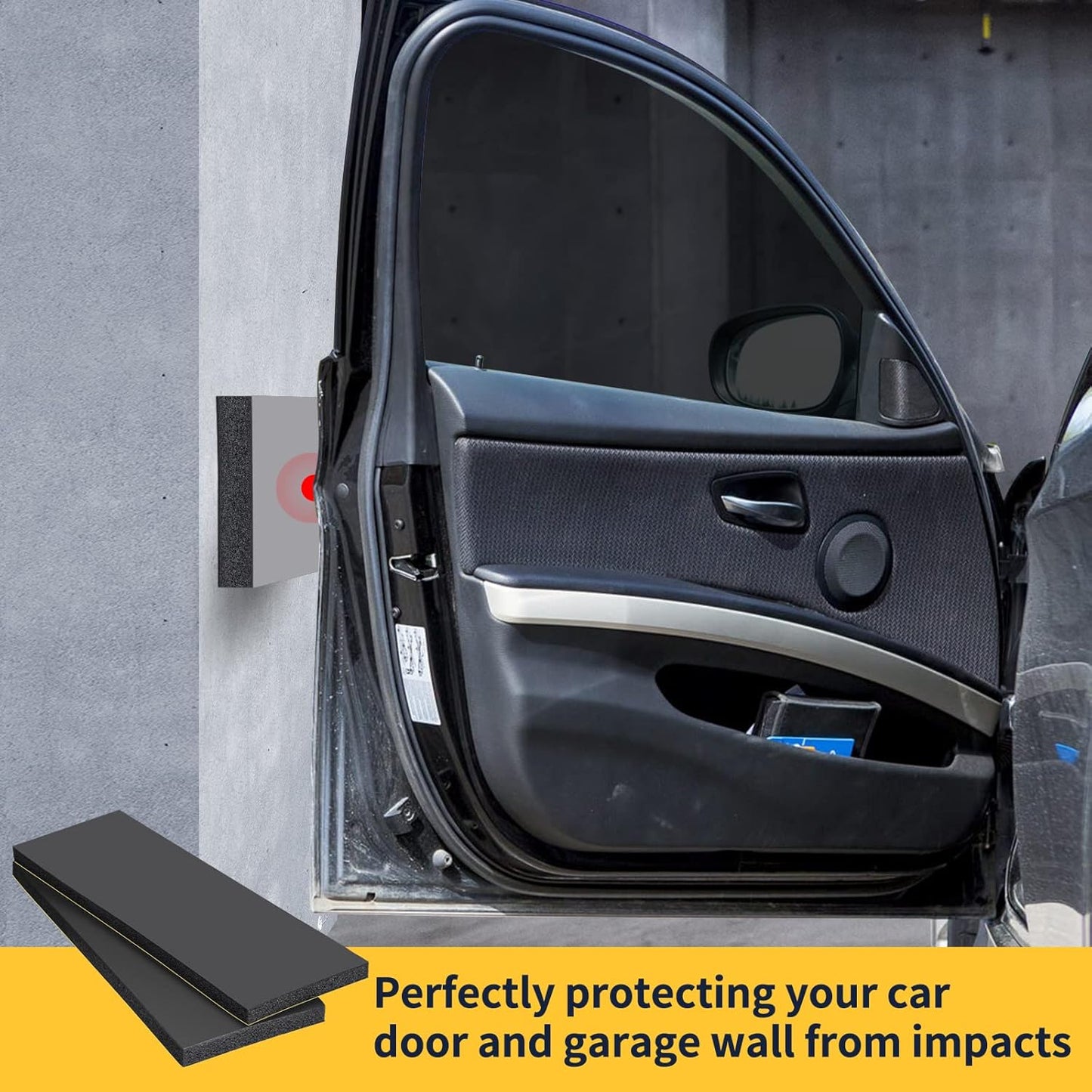 Garage Wall Protector, 2 Pack Garage Car Door Protector Bumper Guard for Car Doors Anti-Collision Waterproof Inflaming Ultra Self Adhesive EVA Foam for Warehouse (16-17/32" x 5-29/32" x .79)