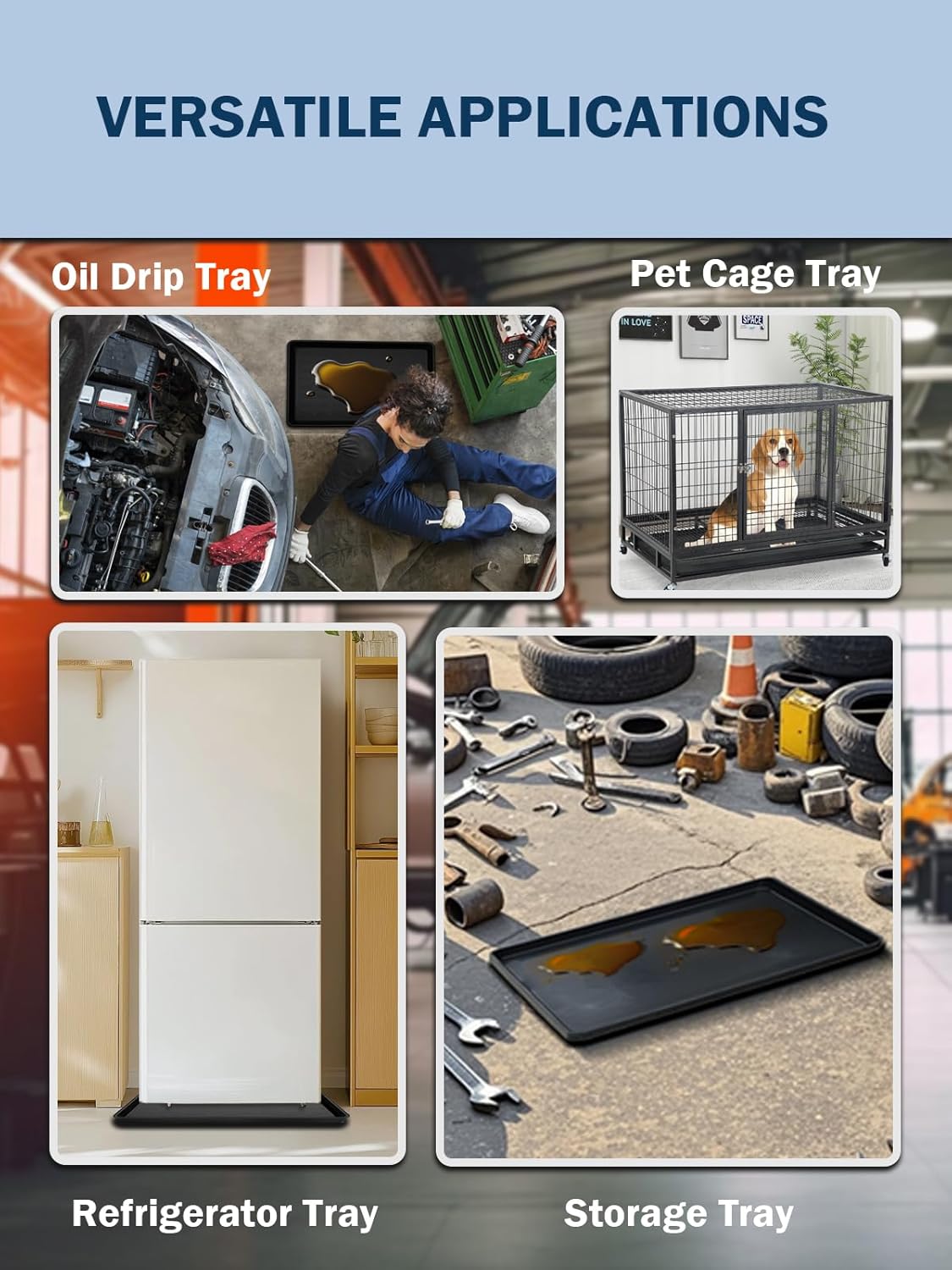 3Pack Extra Large Oil Drip Pan 35.4 x 24 x1.4 Inches Oil Change Drip Tray for Under Car Plastic Tray Auto Oil Catch Pan for Transmission Garage Automotive Driveway to Keep Floor Clean