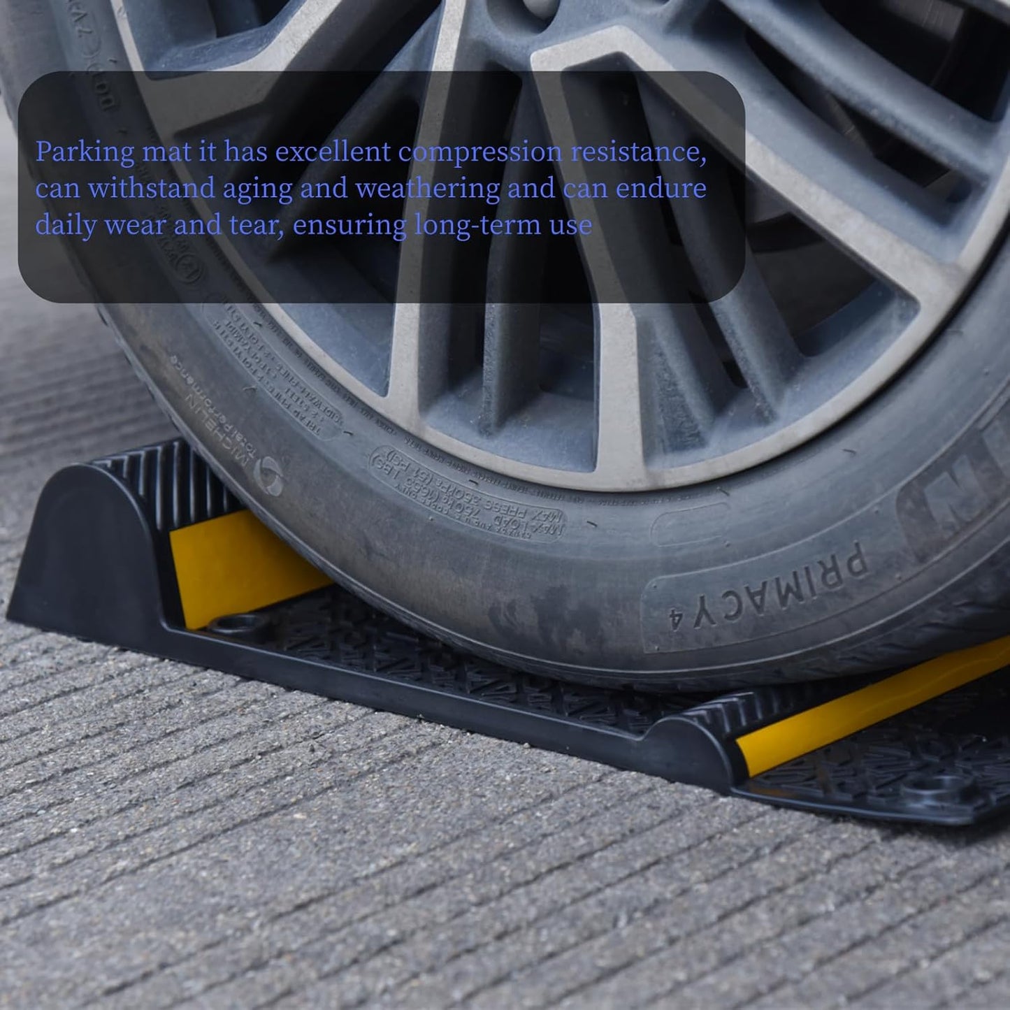 8 Pack Parking Mats for Garage Floors,21.6" X11.4" Durable Rubber Car Parking Guide Mat-Wheel Stopper with Reflective Yellow Strips,Garage Floor Stop Aid for Cars, Trucks, Indoor/Outdoor,Black