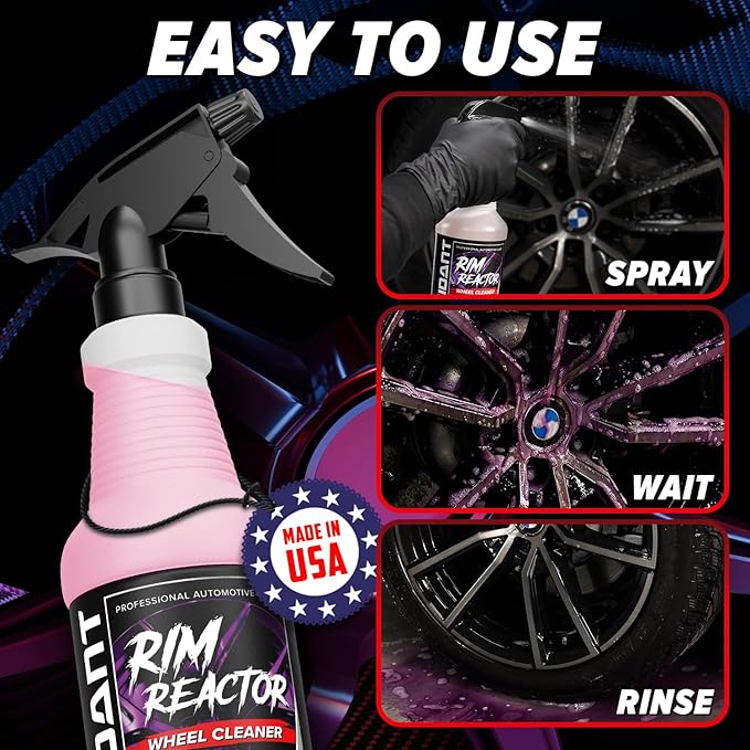 Rim Reactor Wheel Cleaner Spray – Gel Concentrated Formula – Removes Brake Dust, Grime & Dirt – Non-Acid, pH Neutral – Safe for Alloy, Aluminum, Chrome & Black Wheels – Rim Care Solution – Gallon
