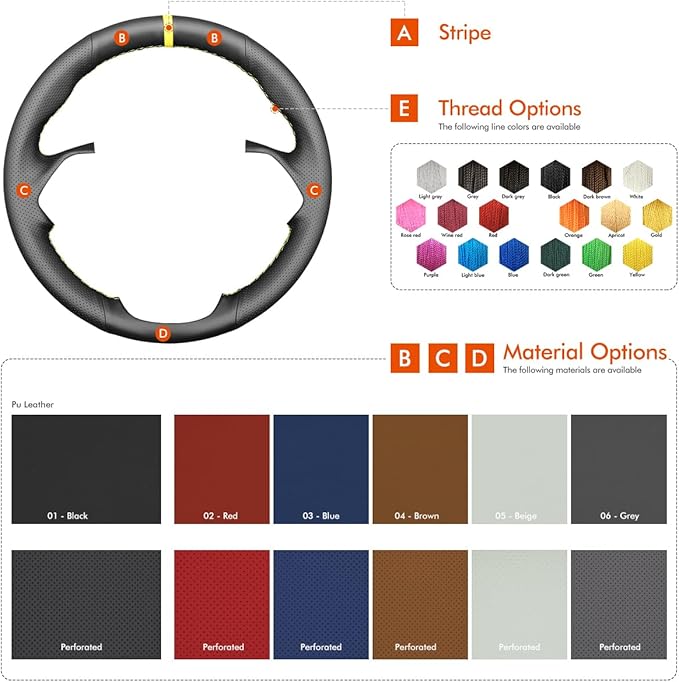 MEWANT Steering Wheel Cover for Ford F150 Lightning F350 F450 Expedition 2022-2024 Custom Version by Genuine Leather