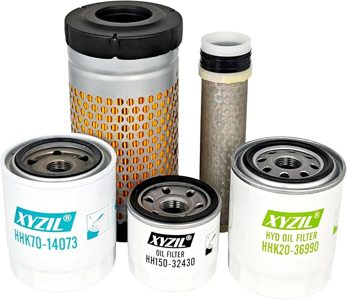 Maintenance Filter Kit 77700-02184 Compatible with Kubota RTV500 (S/N 19025) Utility Vehicle 6C060-99410 HH150-32430 HHK71-14080 HHK70-14073 Outer Inner Air Engine Oil Hydraulic Suction Filter