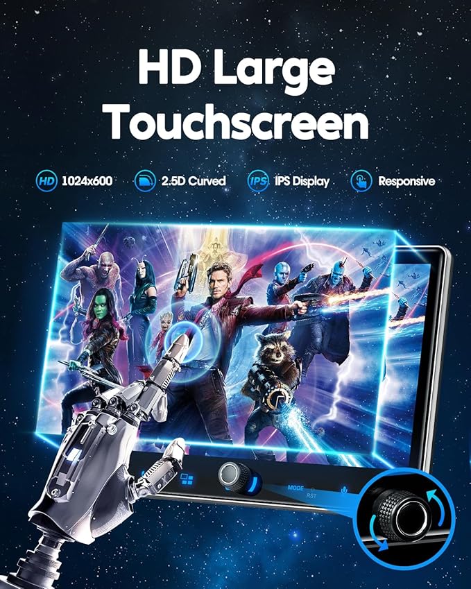 PLZ Single Din Car Stereo Wireless Apple Carplay Android Auto Radio, 10.1" Car Play Touch Screen, Bluetooth 5.3 Car Audio Receiver, 4.2 Channel 240W, Subwoofers, Backup Camera, Navigation, FM/AM, SWC