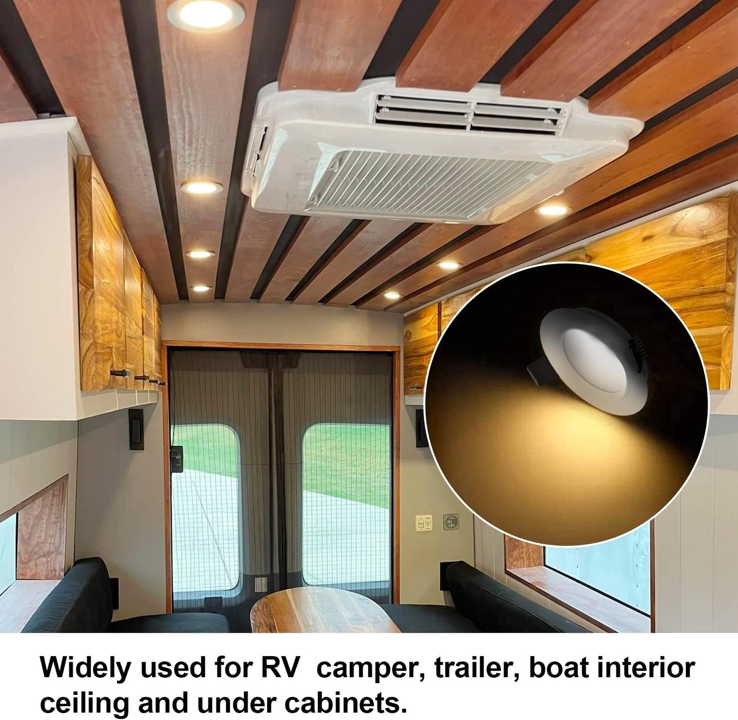 RV Boat Recessed Ceiling Light 6 Pack 12V LED Puck Light with Hole Puncher DC 12V 3W Full Aluminum Downlights for Under Cabinet Camper Vans RV Interior Lighting,2700-3200K
