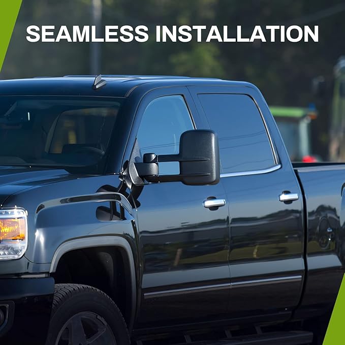 AUTOSAVER88 Tow Mirrors Compatible with 2007-2014 Chevy Silverado GMC Sierra, Power Heated Driver and Passenger Side Replacement Towing Mirror Set with Turn Signal and Dual Glass