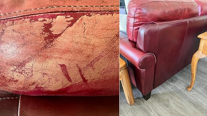 Maroon Leather Repair Kit for Furniture Dye Car Interior Vinyl Seats Paint Leather Conditioner Couch Handbag Chair Stain Remover Recoloring Balm Restorer Cream Cat Dog Scratches & Color Applicator