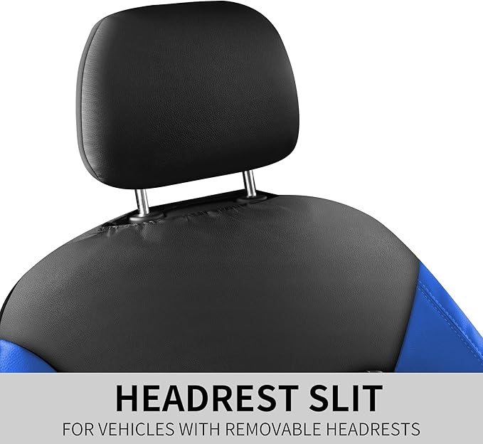 Car Seat Covers,Breathable and Waterproof Seat Covers,Luxury PU Universal Fit Automotive Airbag Compatible for Cars Sedans SUV and Truck(2 Pieces,Front Seat,Black+Blue,N1)