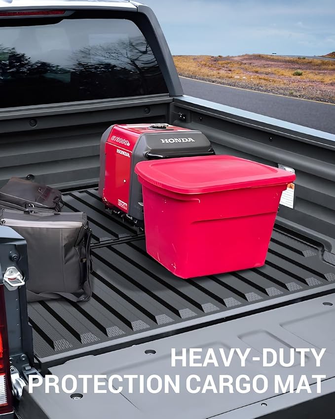 Ecarzo 2025 Upgraded Bed Mat Compatible with 2017-2024 2025 Honda Ridgeline Accessories 5.3FT Bed Liner TPE Cargo Mats Heavy Duty Rear Trunk Mat All Weather Protection