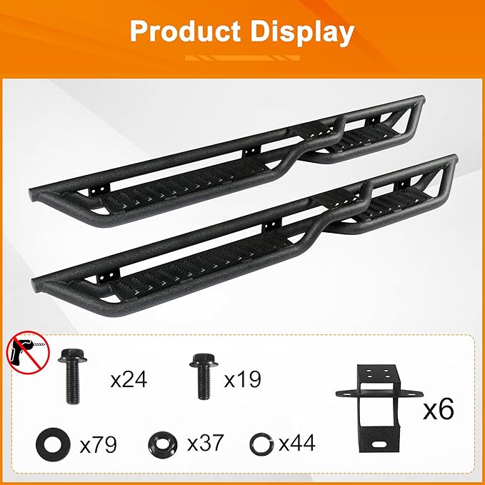 Running Boards Fit for Wrangler JL JL JLU Unlimited 2018-2026,Two-Stairs 5 Inches Width Off-Road Side Steps 4 Doors Heavy-Duty Nerf Bars Steel Rock Sliders Rail Slip-Proof Step Bars