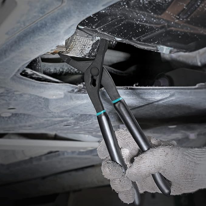 DURATECH 2-Piece 12 Inch Oil Filter Pliers & 3 Jaw Adjustable Oil Filter Removal Wrench, for Cars, Motorcycles and Trucks