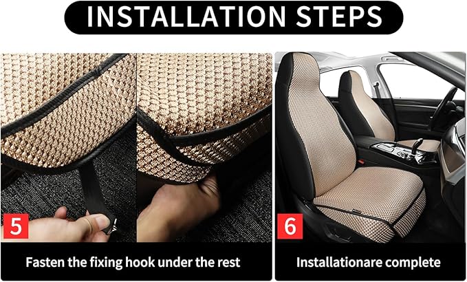 Auto Newer Bucket Car Seat Cover,Breathable Front Car Seat Cushion,Comfortable Car Seat Protector,Anti-Slip Full Wrap Driver Car Seat Protector with Storage Pocket,Universal All Seasons(Beige,2PCS)