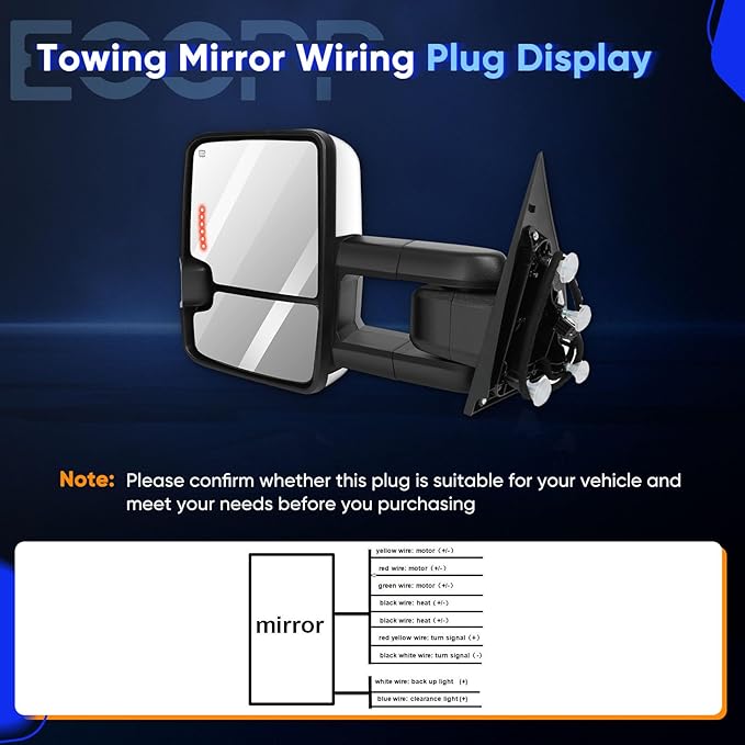 ECCPP Towing Mirrors Tow Mirrors With 2014-2020 For Chevy Silverado For GMC Sierra 1500/2500/3500 HD Power Adjusted Heated Led Turn Signal Running Back Up Light Pickup Truck