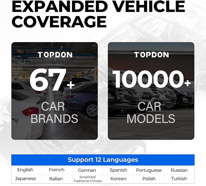 OBD2 Scanner TOPDON AD500, Oil SAS Throttle TPMS BMS EPB Reset, Engine ABS SRS Transmission, Diagnostic Scan Tool, AutoVIN, Car Check Engine Code Reader with Battery Test, Lifetime Wi-Fi Free Update
