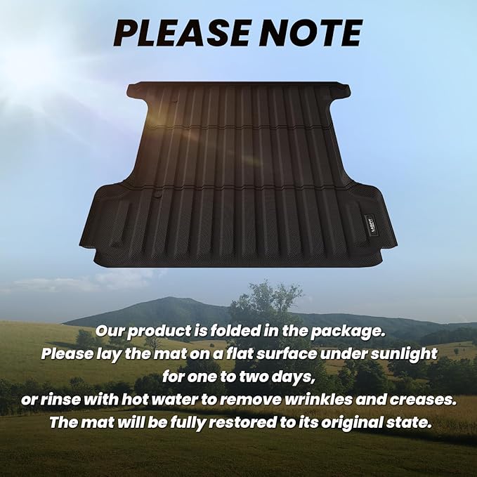 LASFIT 5FT7 Truck Bed Mat for Ram 1500/1500 RHO 2019-2026 & RAM 1500 Classic 2019-2024 Short Bed (5.7 FT / 67.4inches) Not for Rambox, All Weather Custom Fit Truck Cargo Bed Liner, Black