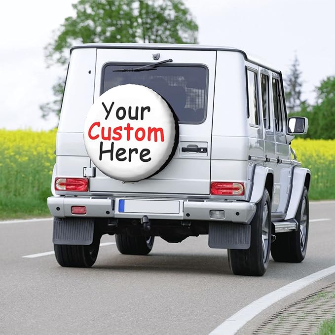 Custom Spare Tire Cover Personalized Tire Cover Add Your Own Design Photo Text Universal Waterproof Wheel Tire Protectors Fit for Camper Truck Trailer RV SUV and Many Vehicle 17 Inch