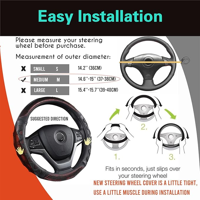 PINCTROT Steering Wheel Cover Great Grip with 3D Honeycomb Anti-Slip Design, Universal 14.5-15 Inch (Wine Red)