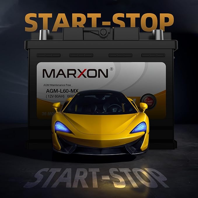 MARXON Group 47 H5 L2 Start and Stop Car Battery 12v 60AH 660CCA AGM BCI47 Maintenance Free Automotive Replacement Batteries