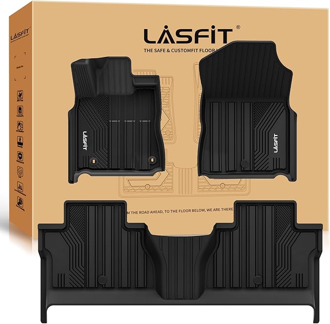 LASFIT Floor Mats for Toyota Tundra 2014-2021 CrewMax Cab, All Weather Custom Fit Floor Liner for Tundra SR5/TRD/Limited TPE Mats Front&Rear 2 Row Car Mats, Black